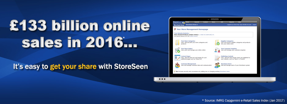 £133 billion online sales in 2016... It's easy to get your share with StoreSeen